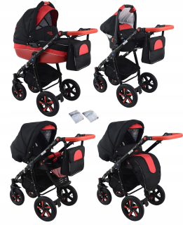 Detský kočík 3v1 Trpaslík NEXXO black RED SPORT